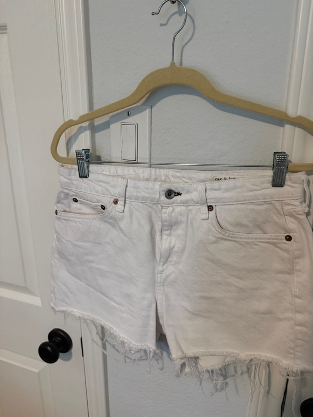 rag & bone White High-Rise Denim Shorts